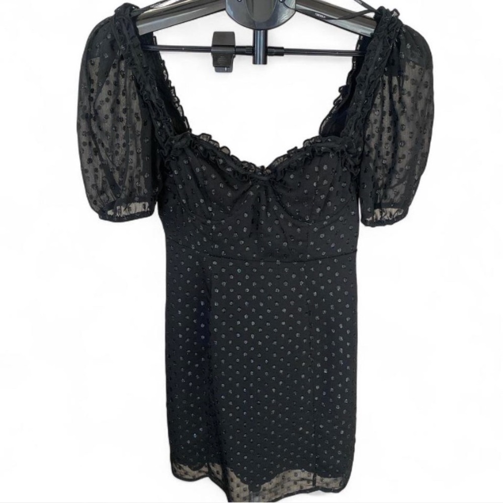 Forever 21 Black Sheer Puff Sleeve Top